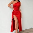 thumbnail image 2 of successthop Off The Shoulder Dresses for Women Summer Elegant Solid Sleeveless Ladies Split Slim Evening Party Dress Red, 2 of 9