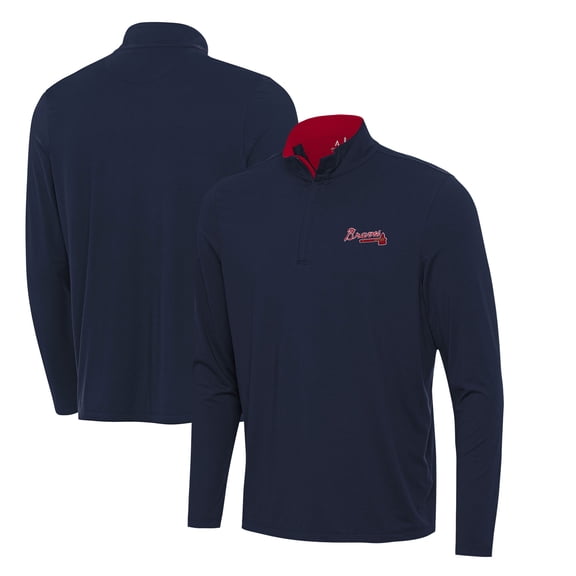 Men's Antigua  Navy Atlanta Braves Content Quarter-Zip Top