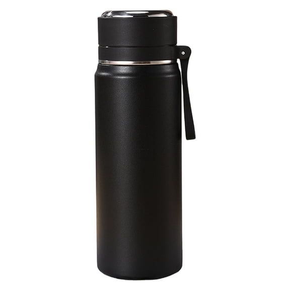 Koadzawe Insulated Water Bottle with Cup Travel Coffee Mug with Handle Stainless Steel Tumblers Thermos for Hot and Cold Drinks Water Flask 20.3 Oz/600Ml, Reusable Travel Thermal Cups for Holder,Gym