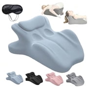 JWGIETK Ergonomic Memory Foam Wedge Pillow, 27° Angled Support for Neck and Waist, Multi-Position Support Pillow (blue)