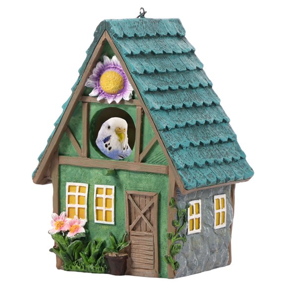 Keyohome Resin Bird House Indoor Outdoor Hanging Small Bird House Decorative Birdhouse for Hummingbird Bluebird Swallow Wren Robin Finch