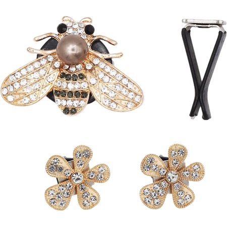Bee and Flower Car Air Fresheners Vent Clips, Cute Car Air Fresheners Vents Clips Air Conditioning Outlet Clip Car Air Freshener Clip Charm Car Inter Decor Accessories (3 Pcs Gold)