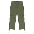 thumbnail image 4 of Boys Size 10 Pants 3T Boys Pants Boys Cargo Pants Stretch Elastic Waist School Kids Twill Joggers Green 5-6 Years, 4 of 7
