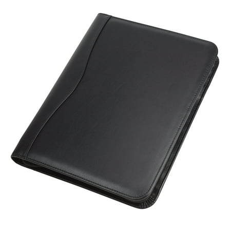 Samsill Executive Padfolio with Spine Accent, Business Portfolio with Secure Zippered Closure, 10.1-inch Tablet Sleeve, Expandable Document Organizer & Writing Pad, Black