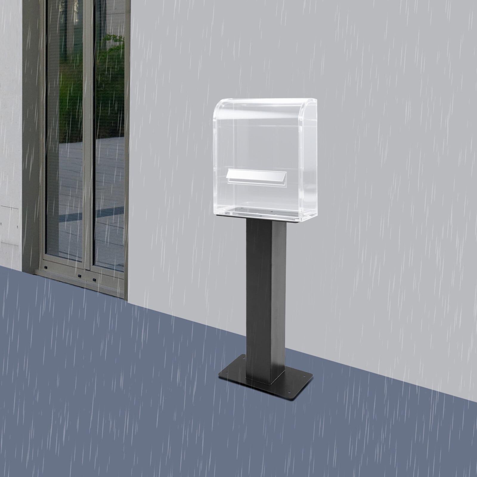 Black Outside Mailbox Post Heavy Duty 12*6*27 inch Mailbox Post Ground Mounted Installation on Hard Floor Surfaces Ground Mounted