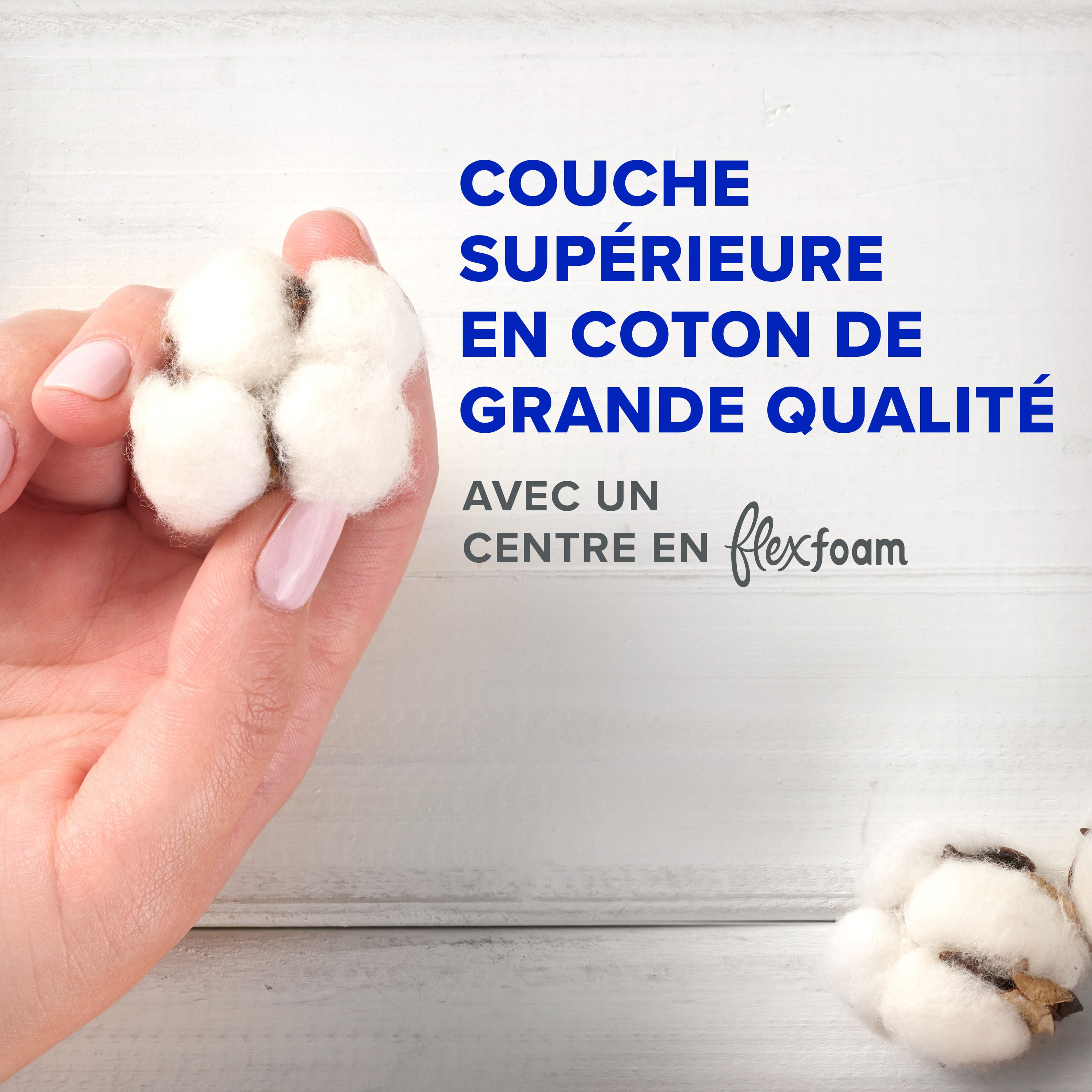 Serviettes féminines Always Pur coton pour femmes, serviettes avec ailes Flexfoam, taille2, degré d’absorption abondant, non parfumées, 24serviettes 24CT