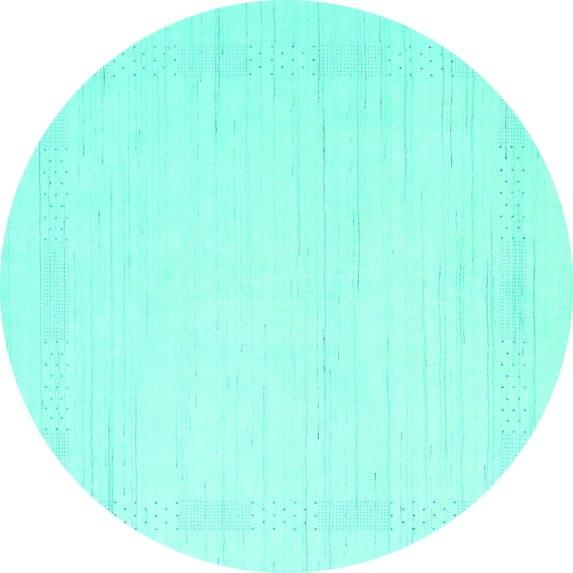 Ahgly Company Indoor Round Solid Turquoise Blue Modern Area Rugs, 8' Round