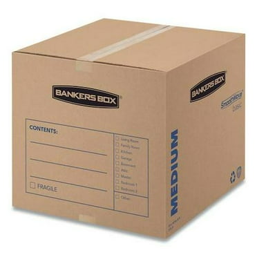 Bankers Box SmoothMove Basic Moving Boxes, Medium, Regular Slotted Container, 18x18x16, Brown Kraft/Blue, 20PK