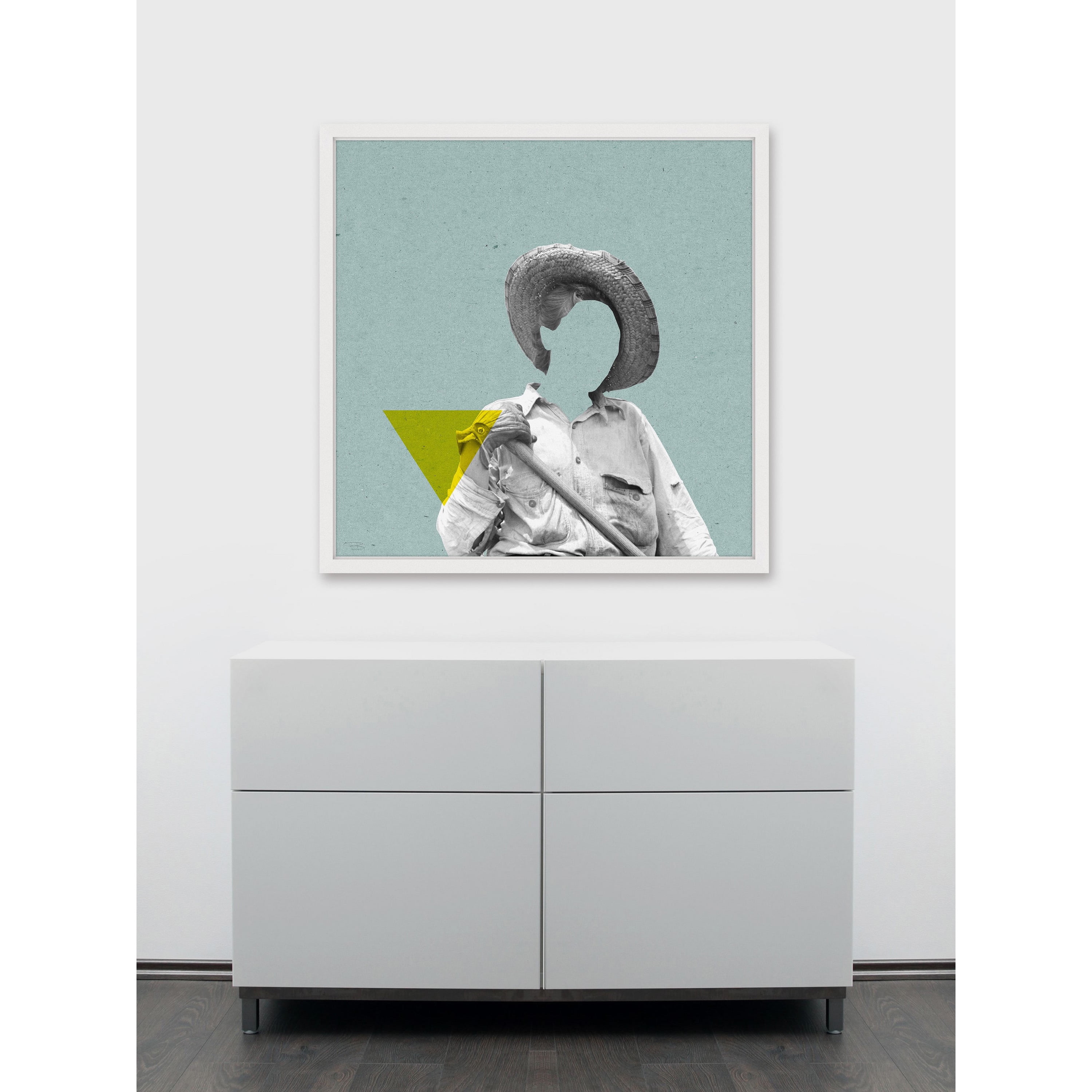 Marmont Hill "No Face Azul II" by Bengoa Vazquez Framed Painting Print