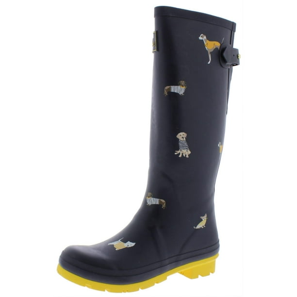 Joules Joules Women's Welly Print Navy Harbour Dogs KneeHigh Rubber