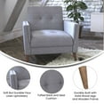 thumbnail image 4 of BizChair Mid-Century Modern Commercial Grade Armchair with Tufted Faux Linen Upholstery & Solid Wood Legs in Slate Gray, 4 of 11