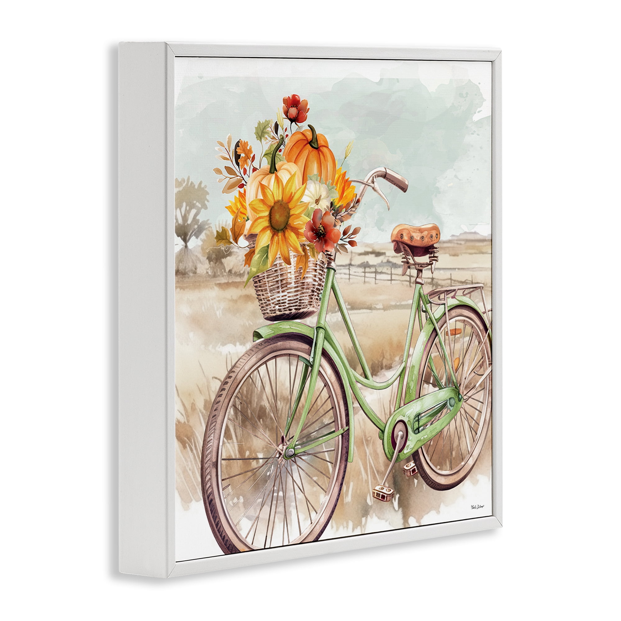 Stupell Industries Fall Florals Bicycle Botanical & Floral Painting White Framed Art Prints Wall Art, 24 x 24