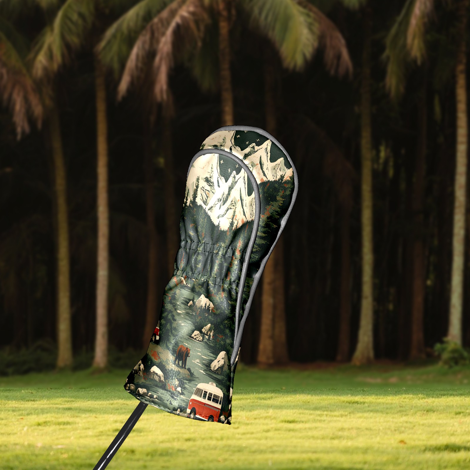 Golf Club Covers, Green Mountain Van Premium PU Leather Driver Hybrid Putter Head Covers with Velvet Lining, Waterproof Golf Gifts for Men Women
