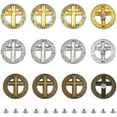 thumbnail image 2 of 12 Sets 3 Colors Leather Decoration Conchos Alloy Cross Pattern Buckles Flat Round Screw Back Hollow Decorative, 2 of 7