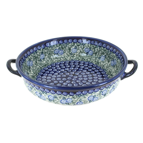Blue Rose Polish Pottery Seaside Swirl Round Casserole with Handles