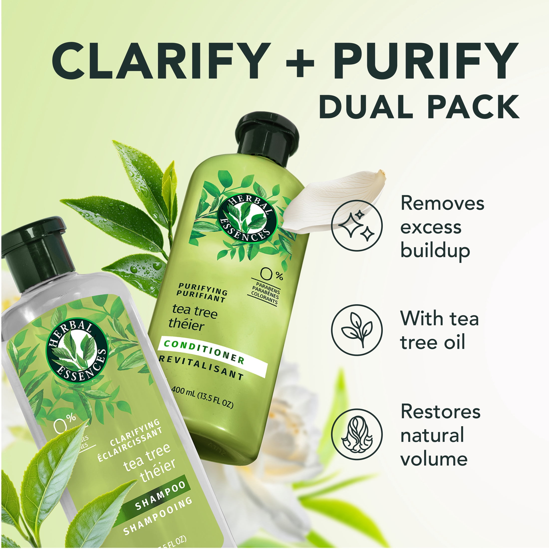 (4 pack) Herbal Essences Clarify and Purify Shampoo and Conditioner Dual Pack, 13.5 oz each