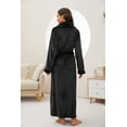 thumbnail image 4 of HEARTNICE Womens Long Fleece Robe Soft Plush Robes for Women Warm Bathrobes Comfy House Coat Full-length（Black, Small-Medium）, 4 of 5