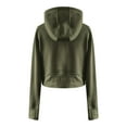thumbnail image 4 of BiZtdJrK Full Zip Cropped Athletic Jacket Women Long Sleeve Workout Sweatshirt Hoodie Lightweight Casual Lounge Hoodies Army Green M, 4 of 5