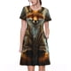 thumbnail image 1 of Balery Streamside Meditating Fox Vestidos sueltos de manga corta para mujer, vestidos de verano 2025, vestidos casuales de corte A con vuelo., 1 of 6