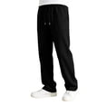 thumbnail image 5 of Krdevn Boys Solid Drawstring Open Hem Sweatpants Fall Winter Loose Straight Jogger Pants with Patch Pockets 5-6 Years,Black, 5 of 8