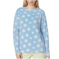 thumbnail image 3 of Besolor Womens Fleece Fuzzy Pajama Tops Star Print Soft Plush Crewneck Long Sleeve Warm Winter Shirts Sleepwear, 3 of 7