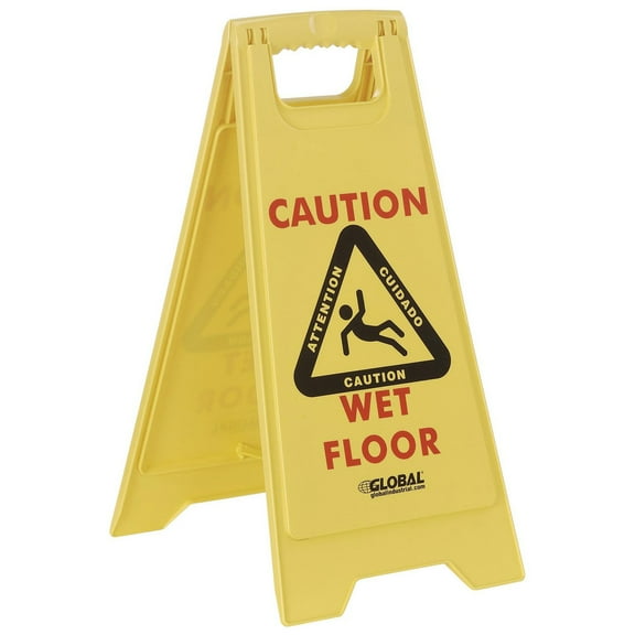 Global Industrial Floor Sign 2 Sided Multi-Lingual - Caution