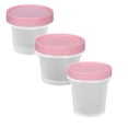 thumbnail image 1 of Small Plastic Containers With Lids, Transparent Food Containers, Leakproof Salad Dressing Container – 3 Pcs, Reusable Snack Container, Plastic Wide Mouth Freezer Storage Jars, Takeout(Pink), 1 of 8