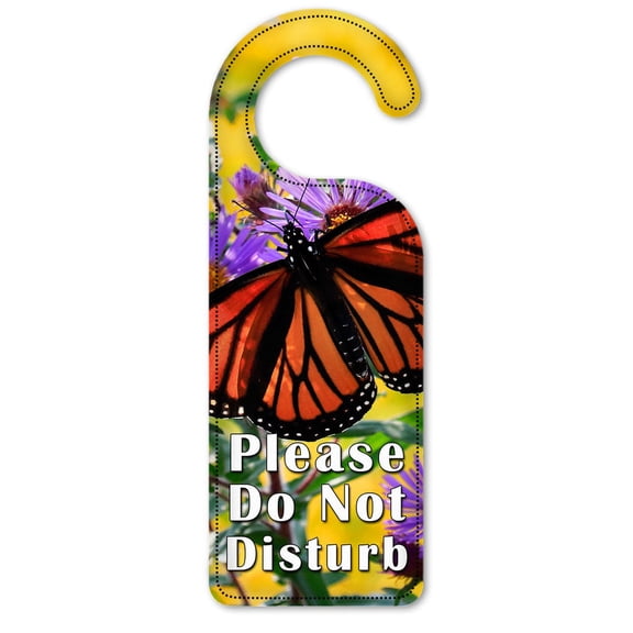 Do Not Disturb Door Knob Hanger Sign - Monarch Butterfly on Purple Flower