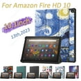 thumbnail image 4 of GJX PU Leather Case Cover For Amazon Kindle Fire HD 10 13th Gen 2023 10.1inch Trifold Stand Protective Cover Auto Wake/Sleep Graffiti 10.1inch, 4 of 4