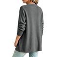 thumbnail image 4 of Dwellite Cotton Linen Cardigan for Women Lightweight V Neck Classic Button Front Breathable Stretch Relaxed Fit Casual Dark Gray L, 4 of 6