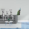 thumbnail image 2 of Elegante colección de esculturas de animales de la familia de conejos y pavos reales para mesa, armario, estantería, dormitorio, oficina, sala de esta, 2 of 8