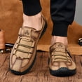 thumbnail image 6 of Mens Casual Leather Shoes Fashion Sneakers Lightweight Non-slip Loafers Outdoor Breathable Hiking Shoes Yellow 11 US, 6 of 7