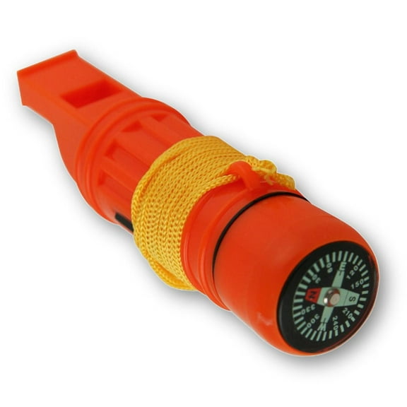 [1 Pack] 5 in 1 Survival Whistle. Compass, Whistle, Water-Resistant Container, Signal Mirror, Ferro Rod