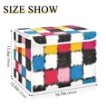 thumbnail image 5 of Yayeee Collapsible Cube Storage Bin with Lid Fabric Closet Decorative Basket with Handles, White Checkered Pattern, 5 of 7