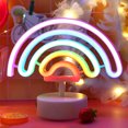 thumbnail image 2 of Neon Sign LED Rainbow-shaped Neon Light Battery/USB Powered Colorful Neon Lamp with Holder Base Rainbow Nightlight Decorative, 2 of 8