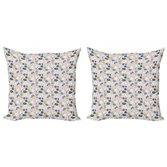 Abstract Throw Pillow Cushion Cover Pack of 2, 90s Memphis Style Inspired Doodled Scattered Look Nursery Concept, Zippered Double-Side Digital Print, 4 Sizes, Multicolor, by Ambesonne