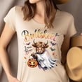 thumbnail image 4 of Funny Highland Cow Shirt | Bullsheet I Mean Boo Halloween Cow Graphic Tee, Light Pink, Size L, 4 of 6