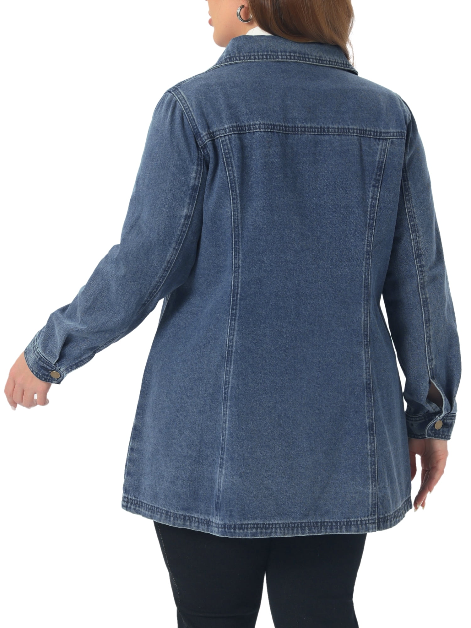 DARING DIVA Women's Plus Size Buttons Long Sleeve Jean Jackets 3X Gray Blue