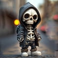 thumbnail image 4 of Niovtt Gothic Hoodie Skull Puppet Ornament, Halloween Resin Figurine (A), 4 of 7