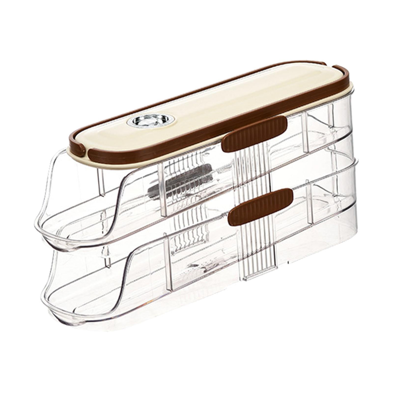 Fiocias Auto Rolling Egg Dispenser Egg Tray Egg Storage Egg Holder for Fridge for Pantry 2 Tiers