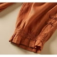 thumbnail image 6 of gbyLJF Vintage Linen Pants Womens Elastic Waist Casual Pants Cute Lace Ruffle Trim Cropped Trousers with Pockets Orange M, 6 of 6