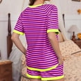 thumbnail image 5 of Pajama Set for Women Short Sleeve Pjs Sets Crewneck Striped Tops and Drawstring Shorts 2 Piece Lounge Sets with Pockets, 5 of 8