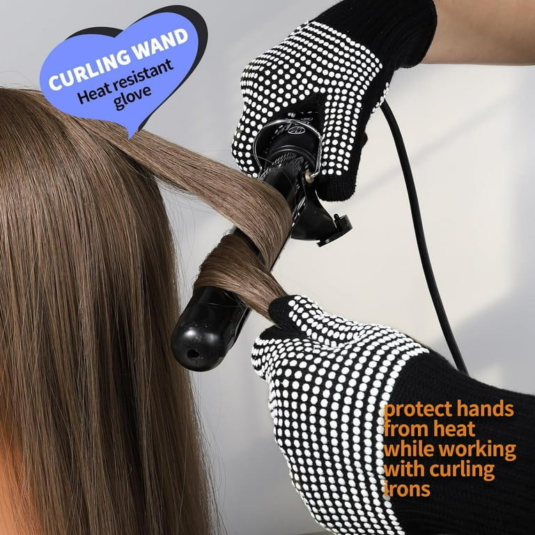 2Pcs Heat Resistant Gloves With Silicone Bumps Professional Heat Proof Glove Mitts For Hair Styling Curling Iron Wand Flat Iron Hot Air Brushes Sublimation Gloves Walmart