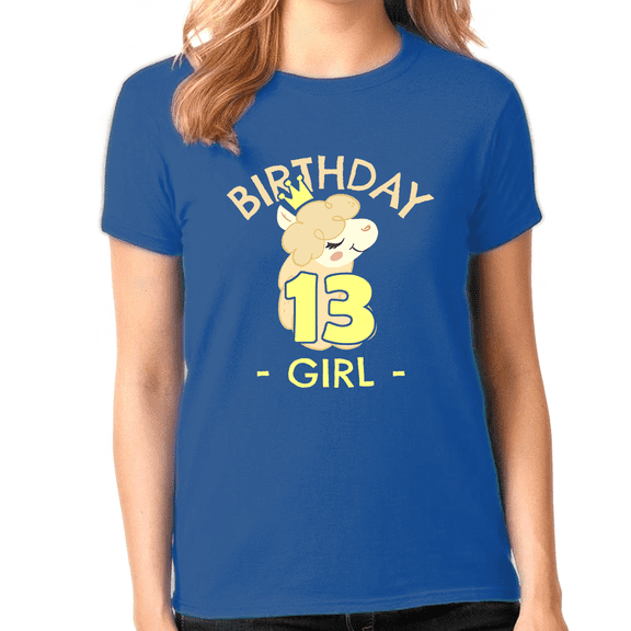 13th Birthday Shirt Girls Birthday Shirt Llama 13th Birthday Shirts for Girls Cute Birthday Girl Shirt