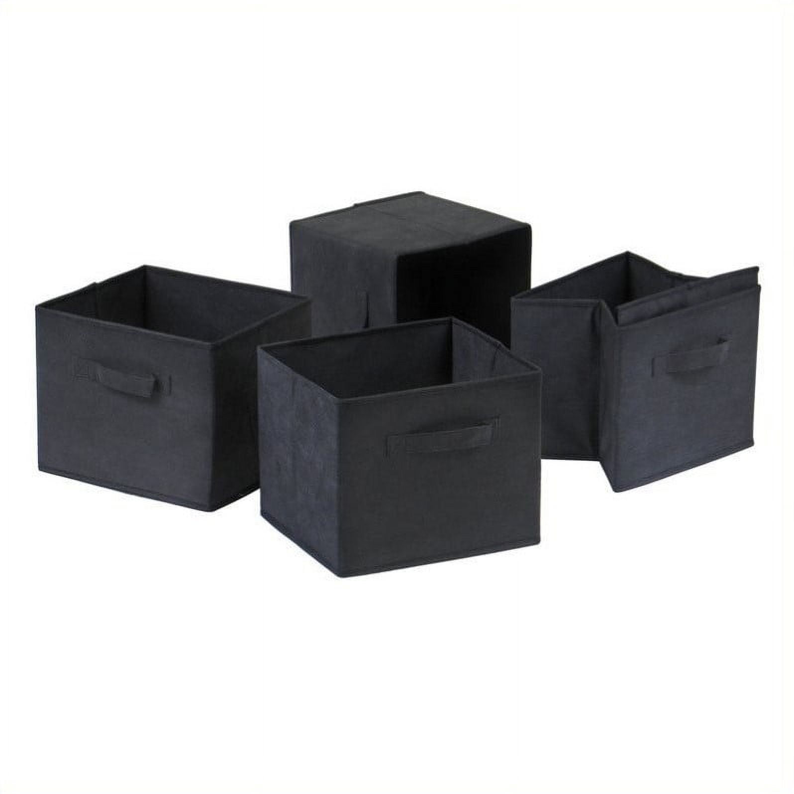 Winsome Capri 4-Piece Foldable Baskets, Black Fabric
