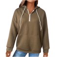 thumbnail image 2 of Meichang Womens Hoodies Half Zip Long Sleeve Drawstring Soft Pullover Solid Color Textured Sweatshirts Plus Size Hoodies with Pocket, 2 of 5
