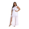 thumbnail image 4 of 730 Plus Size Double Slits Lace Chiffon Jumpsuit Maxi Dress (1X, White), 4 of 10