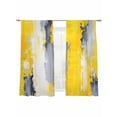 thumbnail image 2 of Yellow Gray Brush Sheer Curtains 63 Inches Long 2 Panels Abstract Retro Light Filtering Semi Sheer Window Curtains Drapes for Bedroom Living Room 52"x63", 2 of 7