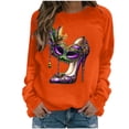 thumbnail image 2 of ClodeEU Women Heel Mask Holiday Mardi Gras Sweatshirts,Casual Fashion Long Sleeve Sequin Sweatshirt B-Orange,Womens Plus M, 2 of 6
