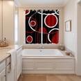 thumbnail image 3 of Black Red Kitchen Curtains 84 Inch Length, White Circle Geometric Abstract Texture Grommet Top Bedroom Living Room Curtains, Light Filtering Cafe Curtain Drapes 2 Panels Set 104''x84'', 3 of 9